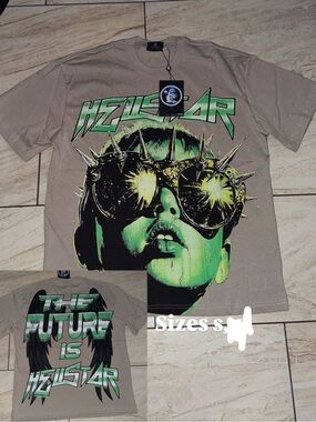 Hesustar Men's Graphic Short Sleeve Tee in Taupe/Green